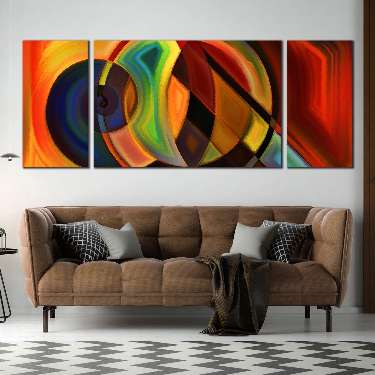 Canvas Prints Abstract Composition Red Orange Yellow 3 Piece, Abstract ...