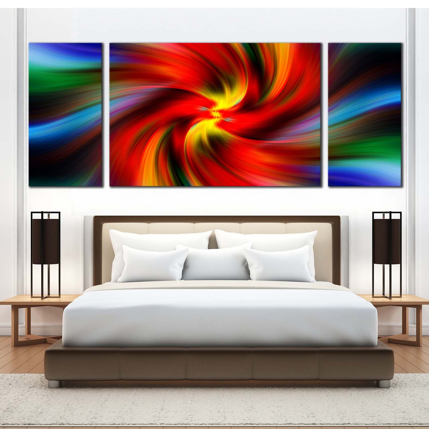 Abstract Pattern Canvas Wall Art, Spiral Abstract 3 Piece Multi Canvas ...