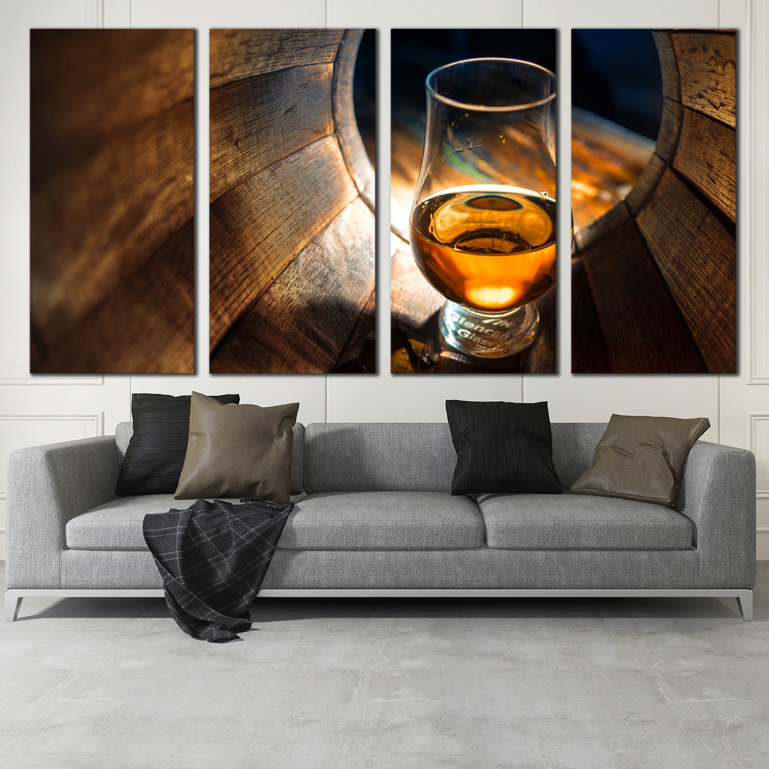 Wine Drinks Art, Brown Oak Barrel 4 Piece Multi Art – Dwallart
