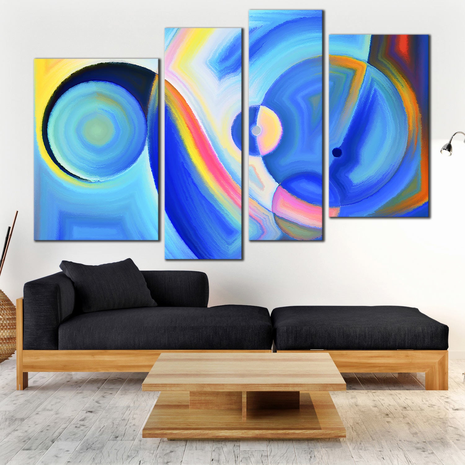 Sophisticated Modern Canvas Wall Art, Yellow Modern Abstract 4 Piece M ...
