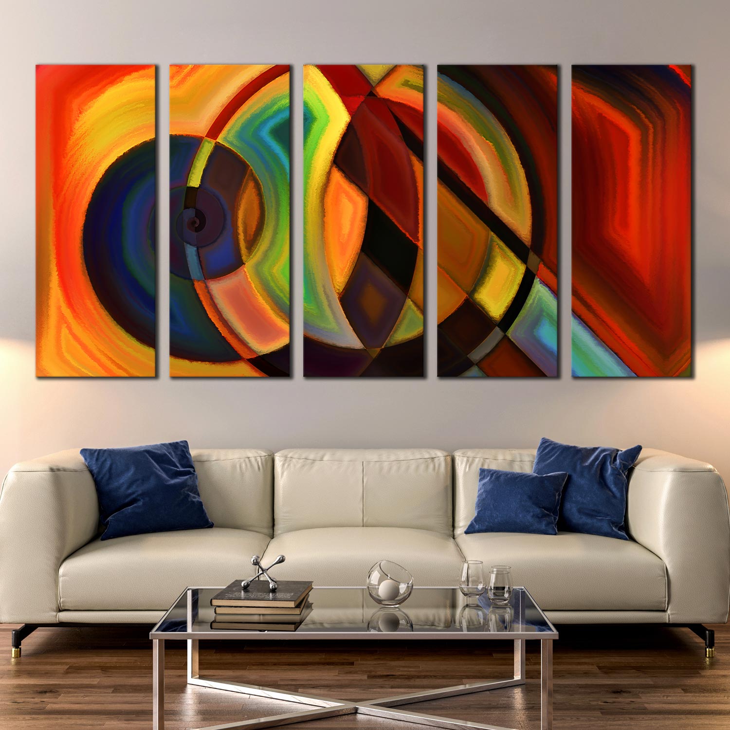 5 Piece Canvas Artwork Abstract Composition, Canvas Print Abstract ...