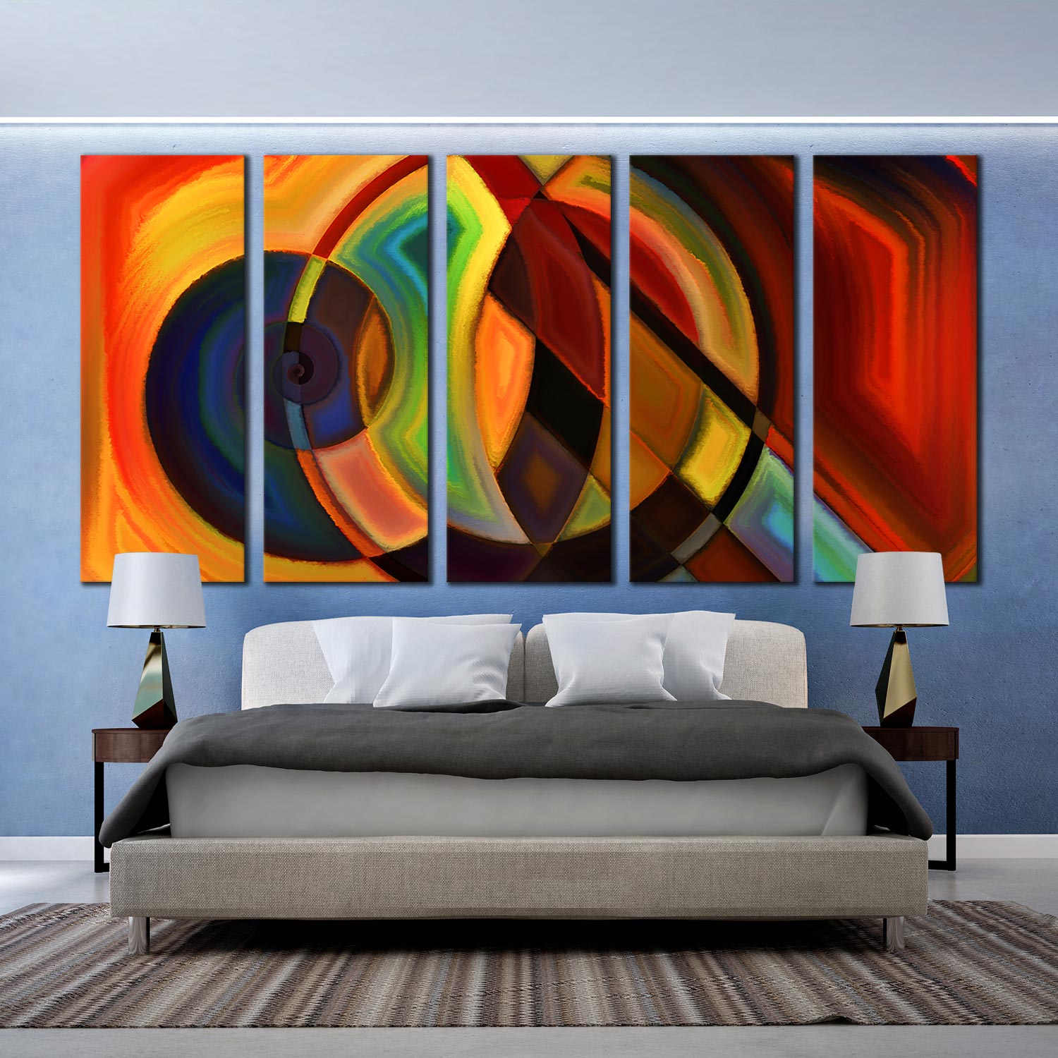 5 Piece Canvas Artwork Abstract Composition, Canvas Print Abstract ...