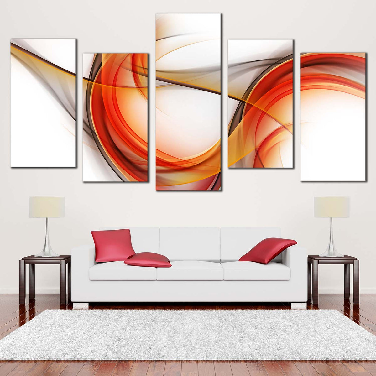 Modern Abstract Canvas Wall Art, Orange Clean Abstract Canvas Print, R ...