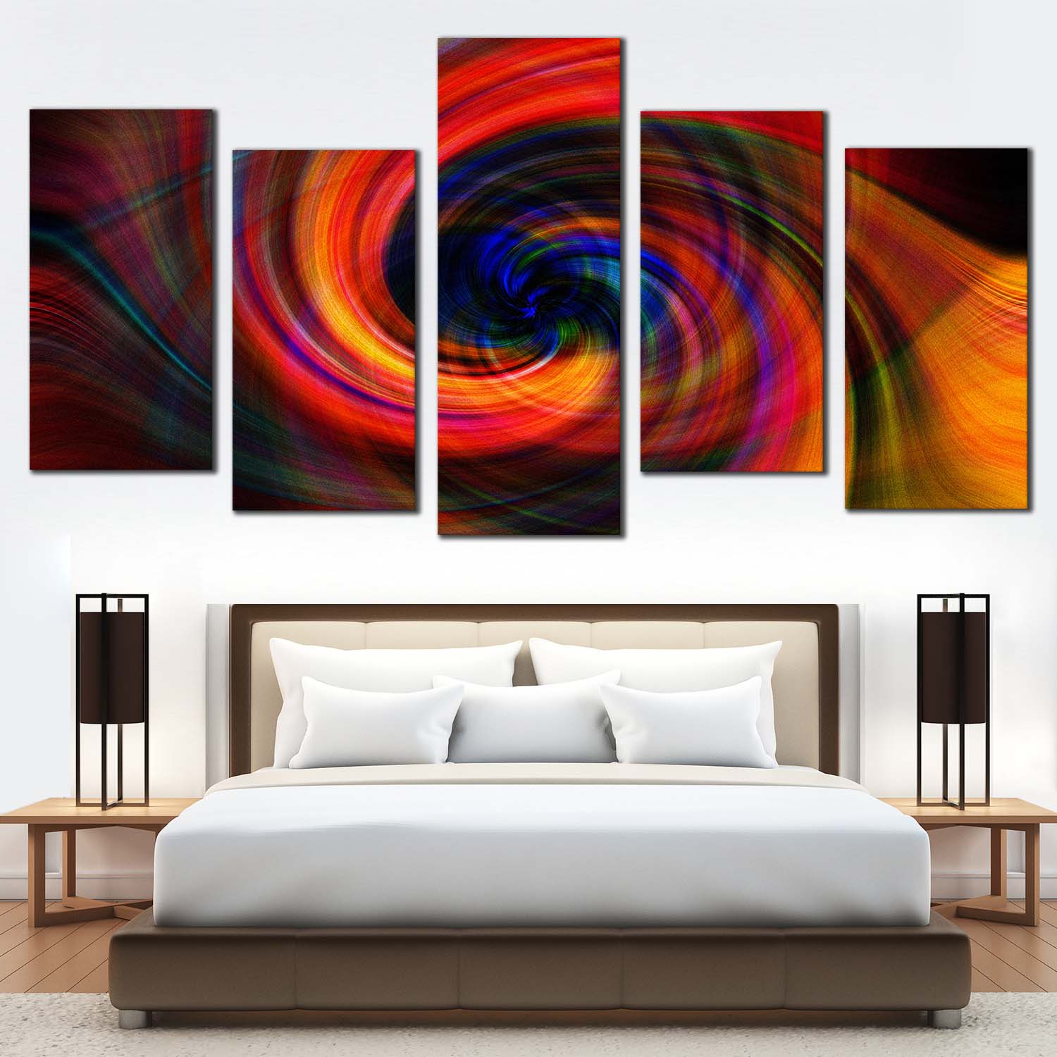 Abstract Swirl Canvas Wall Art, Colorful Abstract Energy 5 Piece Multi ...