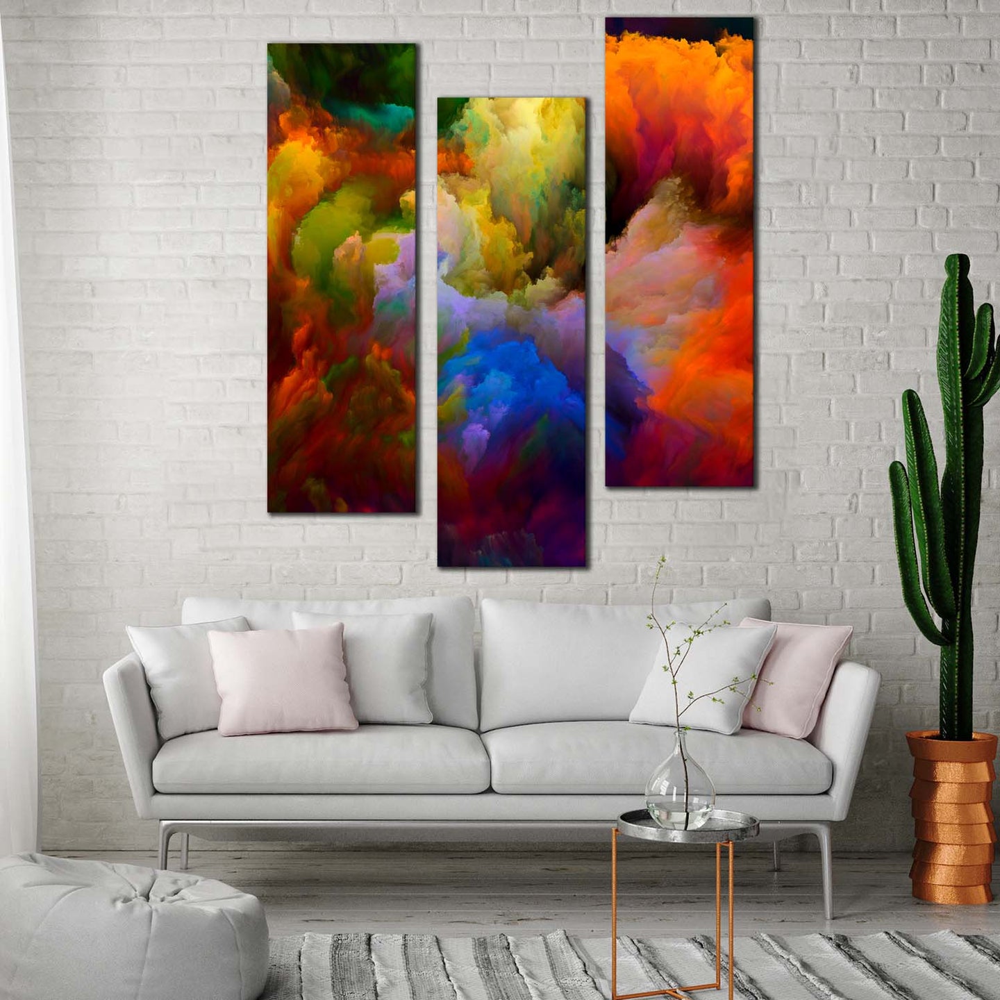 Abstract Fractal Canvas Wall Art, Abstract Composition 3 Piece Canvas ...