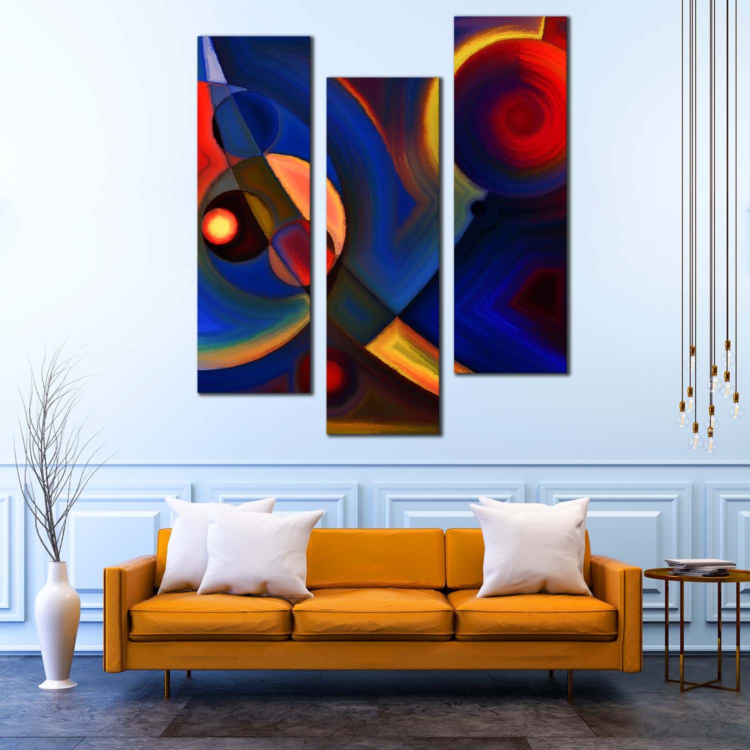 Modern Abstract Canvas Wall Art, Abstract Forms 3 Piece Canvas Print ...