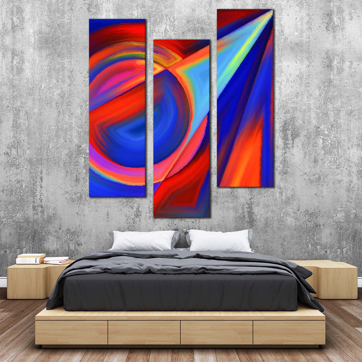 Abstract Forms Canvas Print, Circular Modern Shapes 3 Piece Canvas Set ...