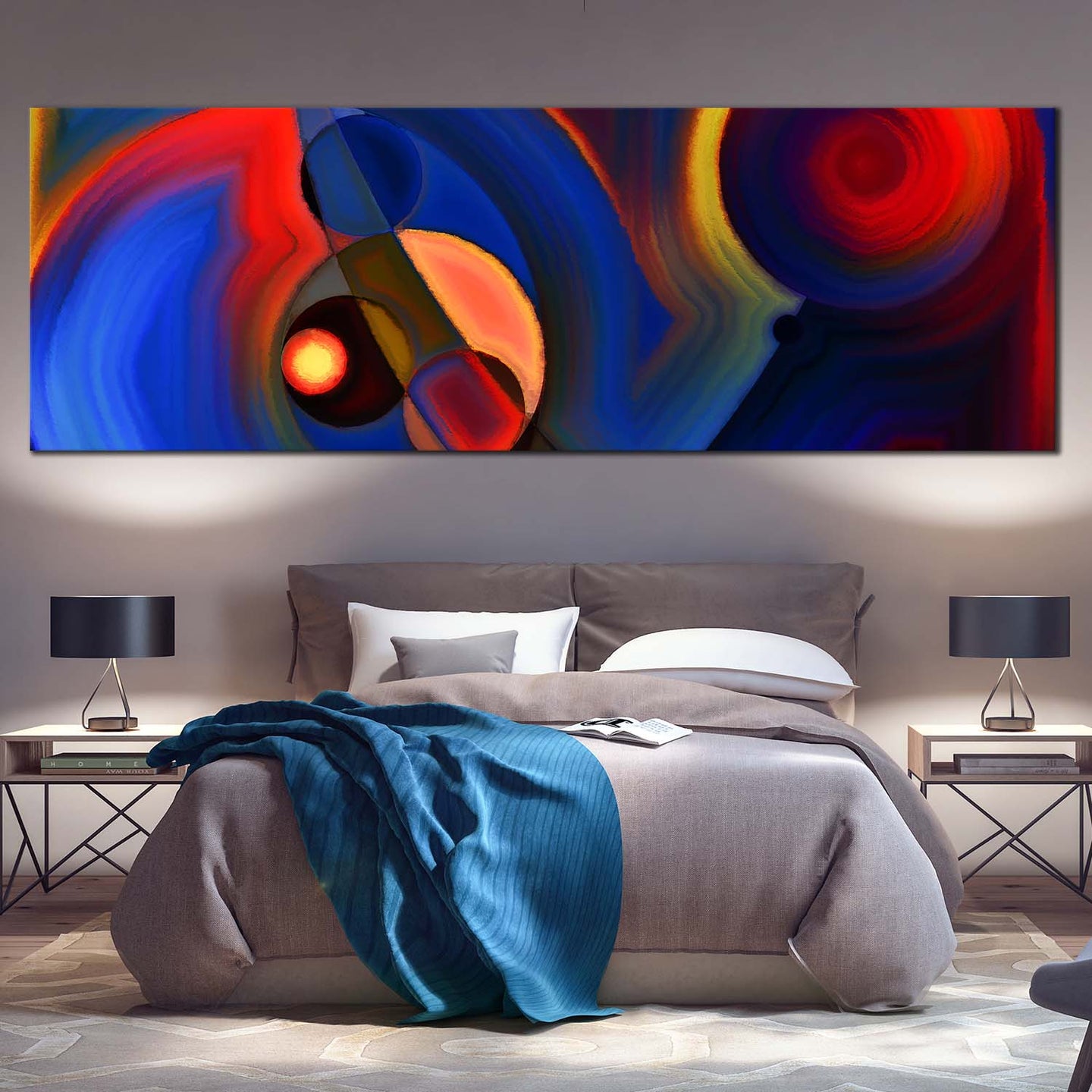 Abstract Composition Canvas Wall Art, Modern Circular Shapes Canvas Pr ...