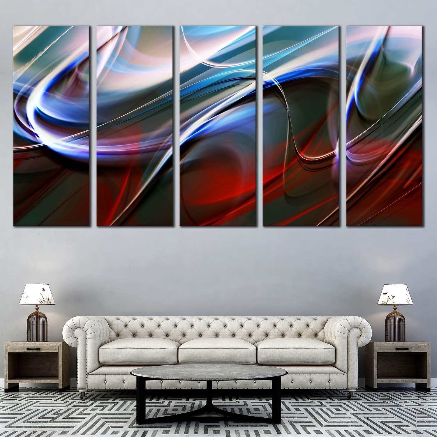 Contemporary Abstract Canvas Wall Art, Beautiful Blue Modern Abstract ...