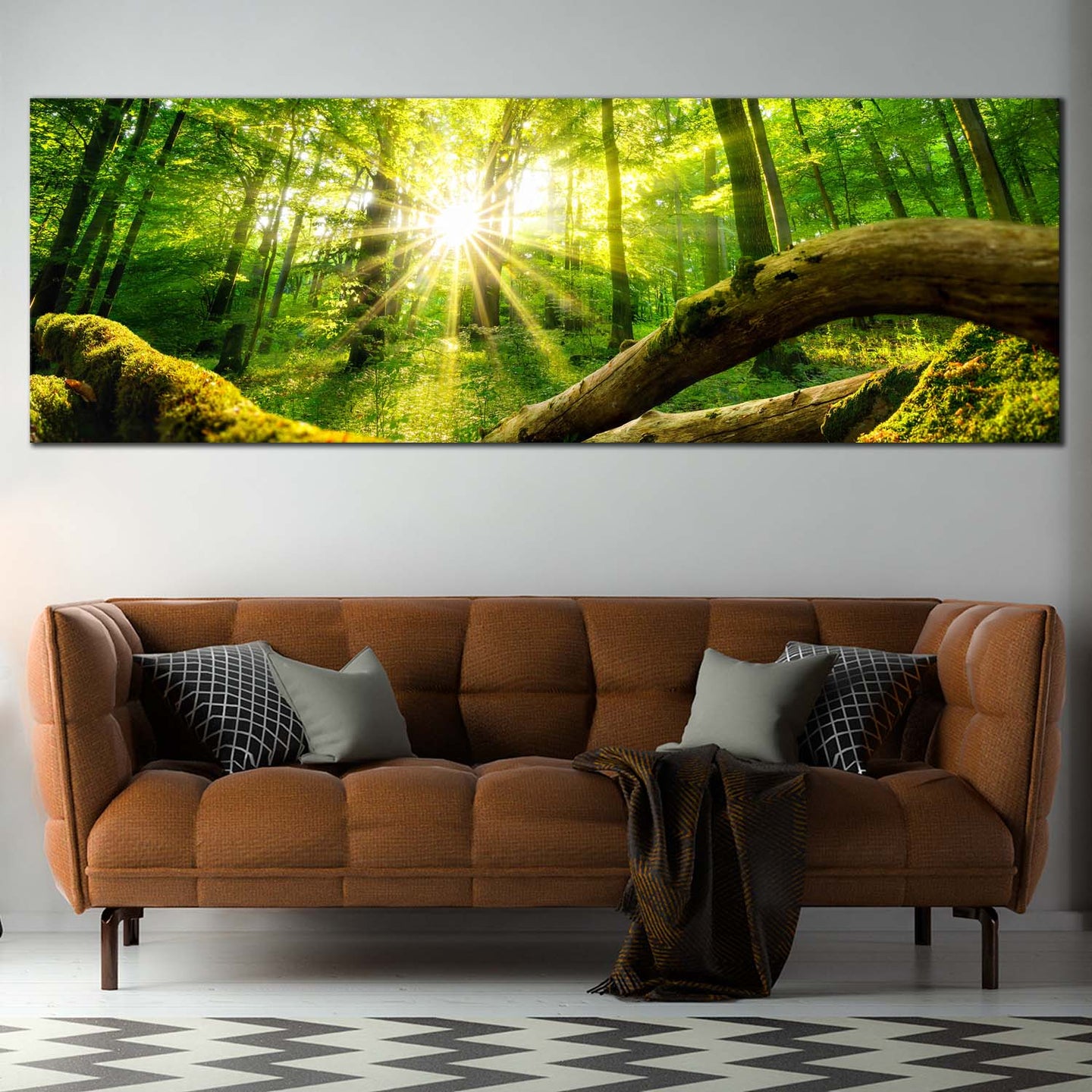 Tranquil Scenery Canvas Print, Yellow Sun Casting Forest 1 Piece Canva ...