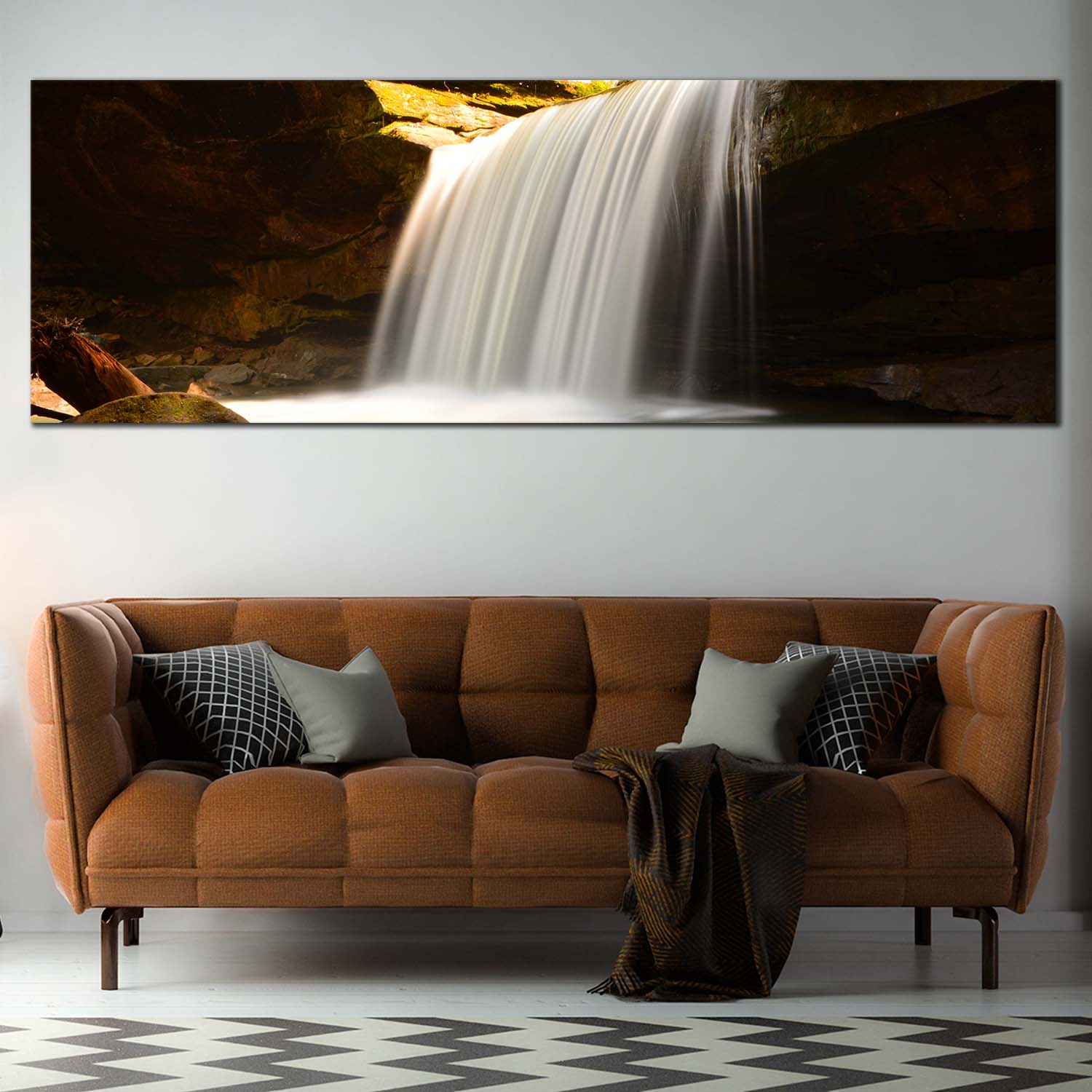Calming Waterfall Canvas Wall Art, White Waterfall Nature Canvas Print ...