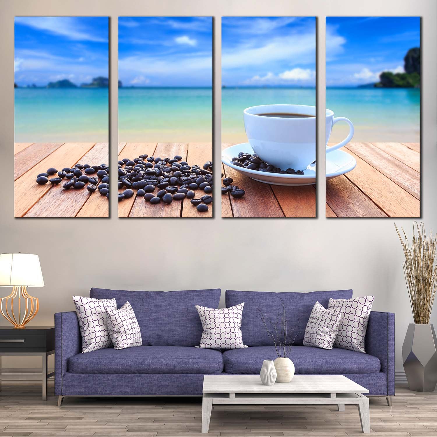 Coffee Sunrise Canvas Wall Art White Coffee Cup Multi Canvas Coffee Dwallart