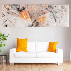 Artistic Abstract Canvas Wall Art, Grey Abstract Artwork Print, Yellow