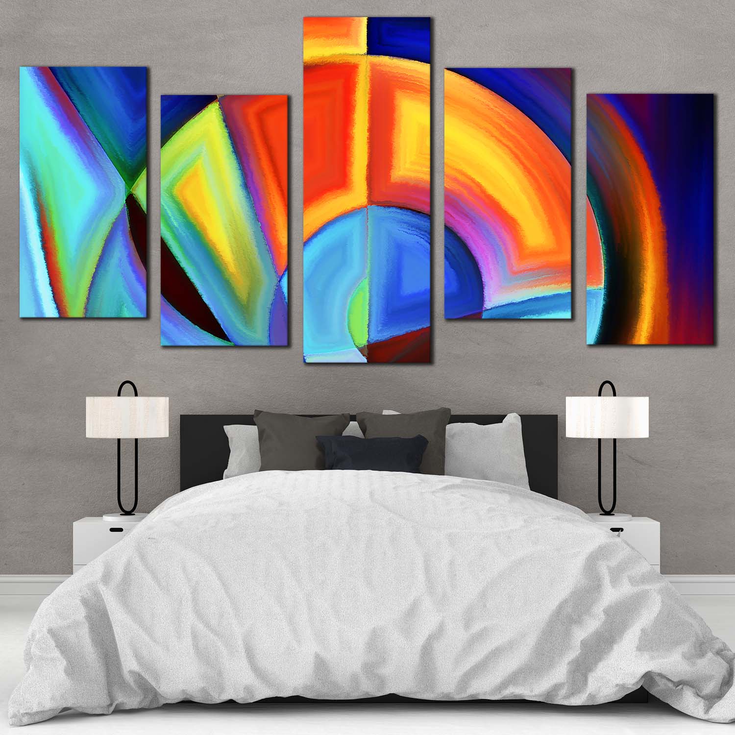 Modern Abstract Canvas Wall Art, Abstract Colorful Geometric Illustrat ...