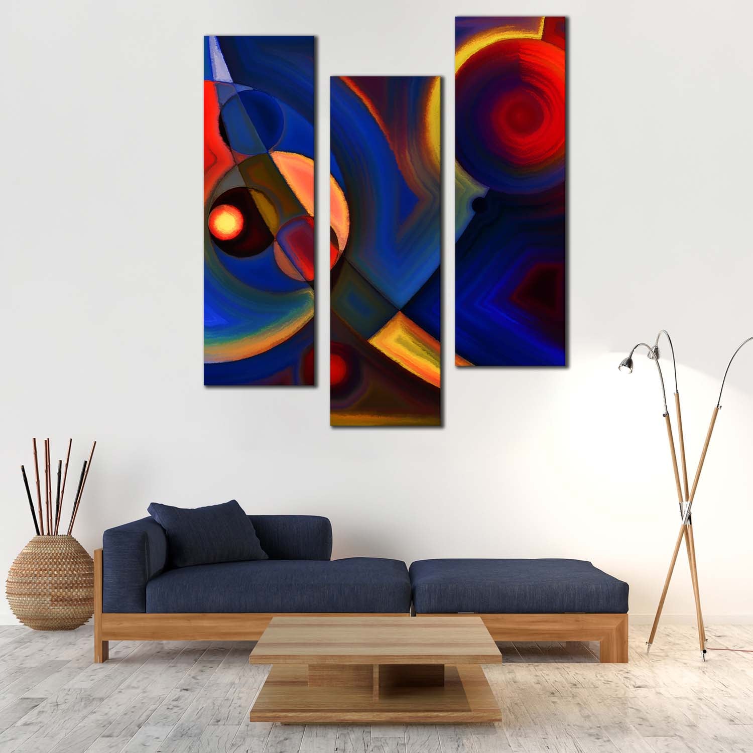 Modern Abstract Canvas Wall Art, Abstract Forms 3 Piece Canvas Print ...