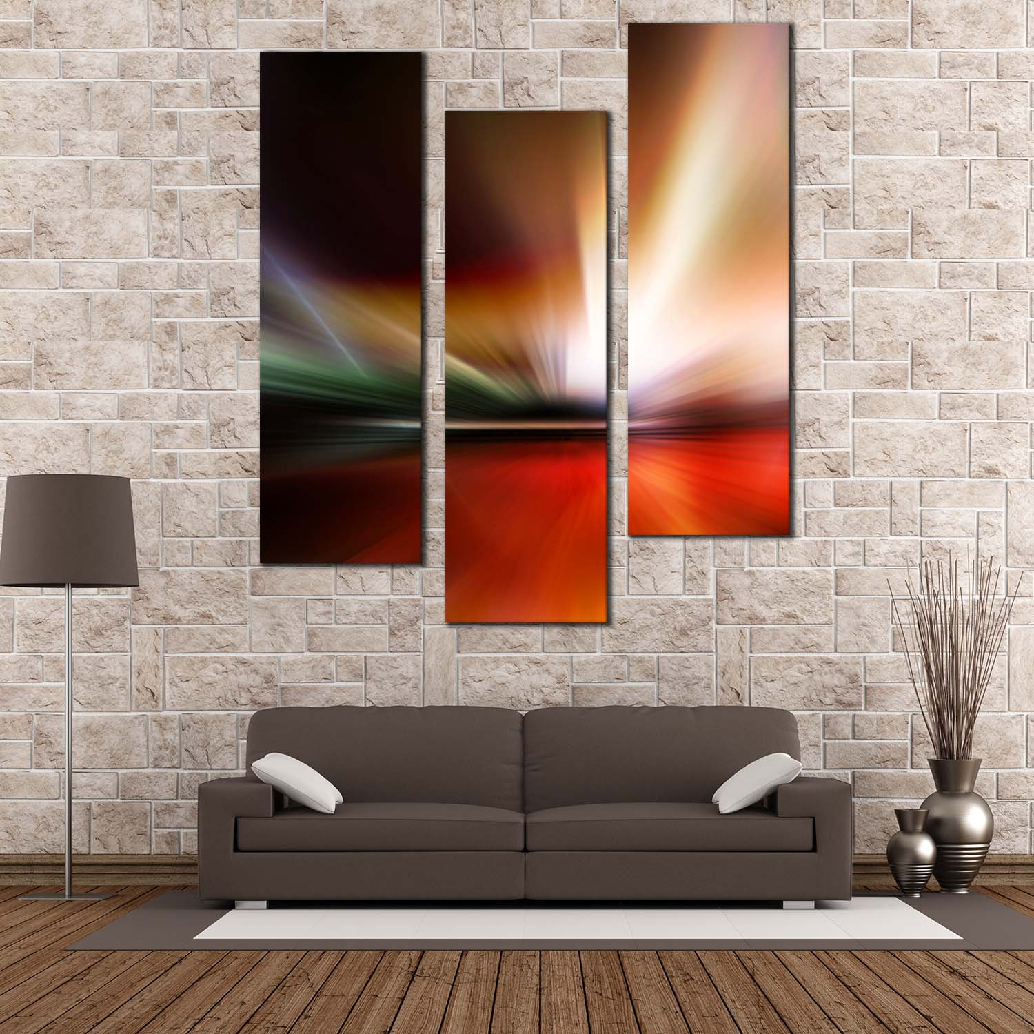 Abstract Lights Canvas Wall Art, Colorful Modern Abstract 3 Piece