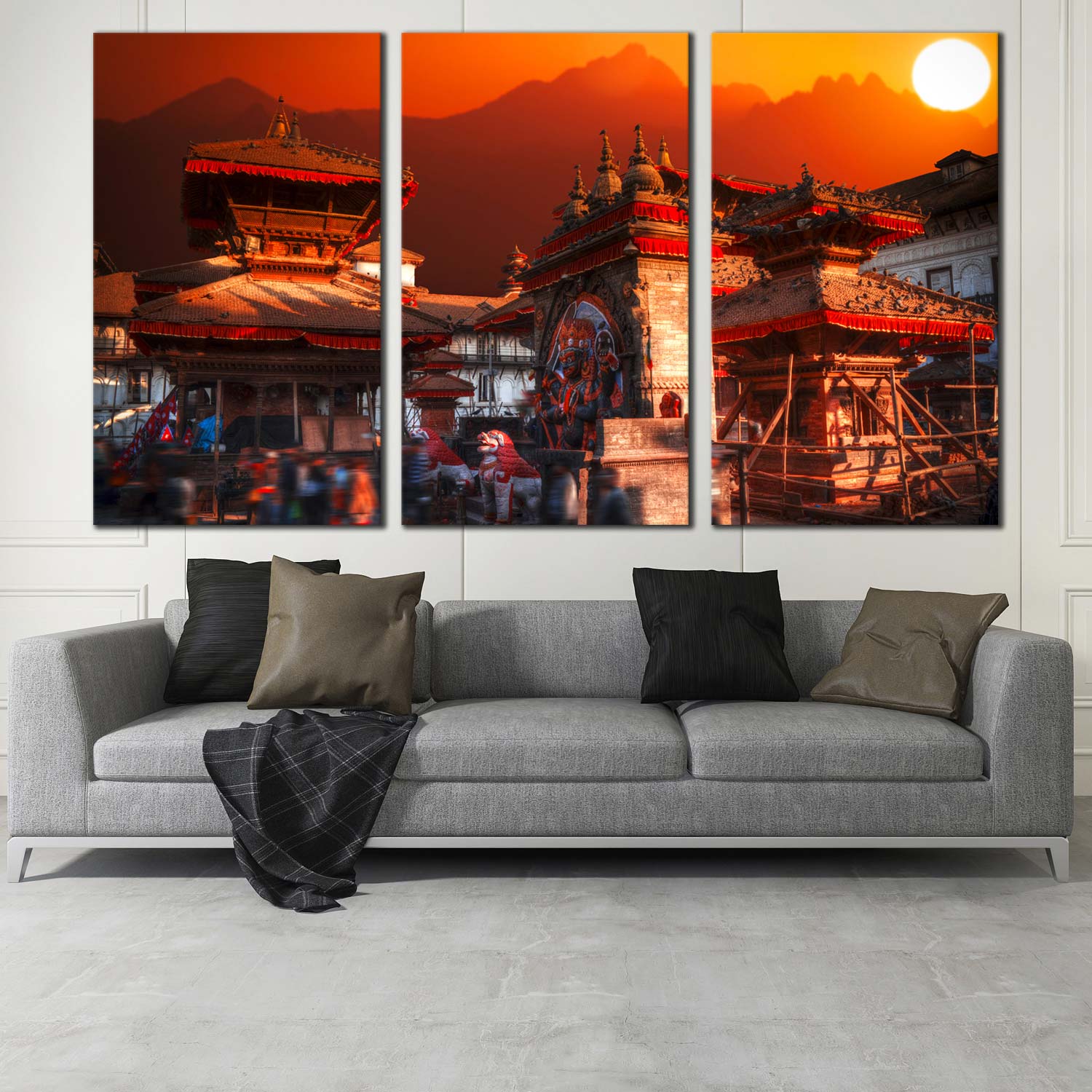 Adorable 3 Piece Canvas Art Print of Nepal Patan Durbar Square – Dwallart