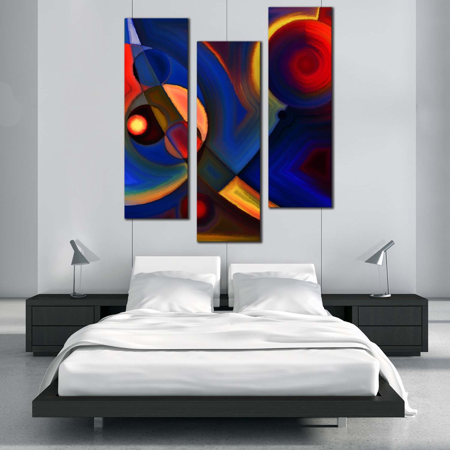 Modern Abstract Canvas Wall Art, Abstract Forms 3 Piece Canvas Print ...