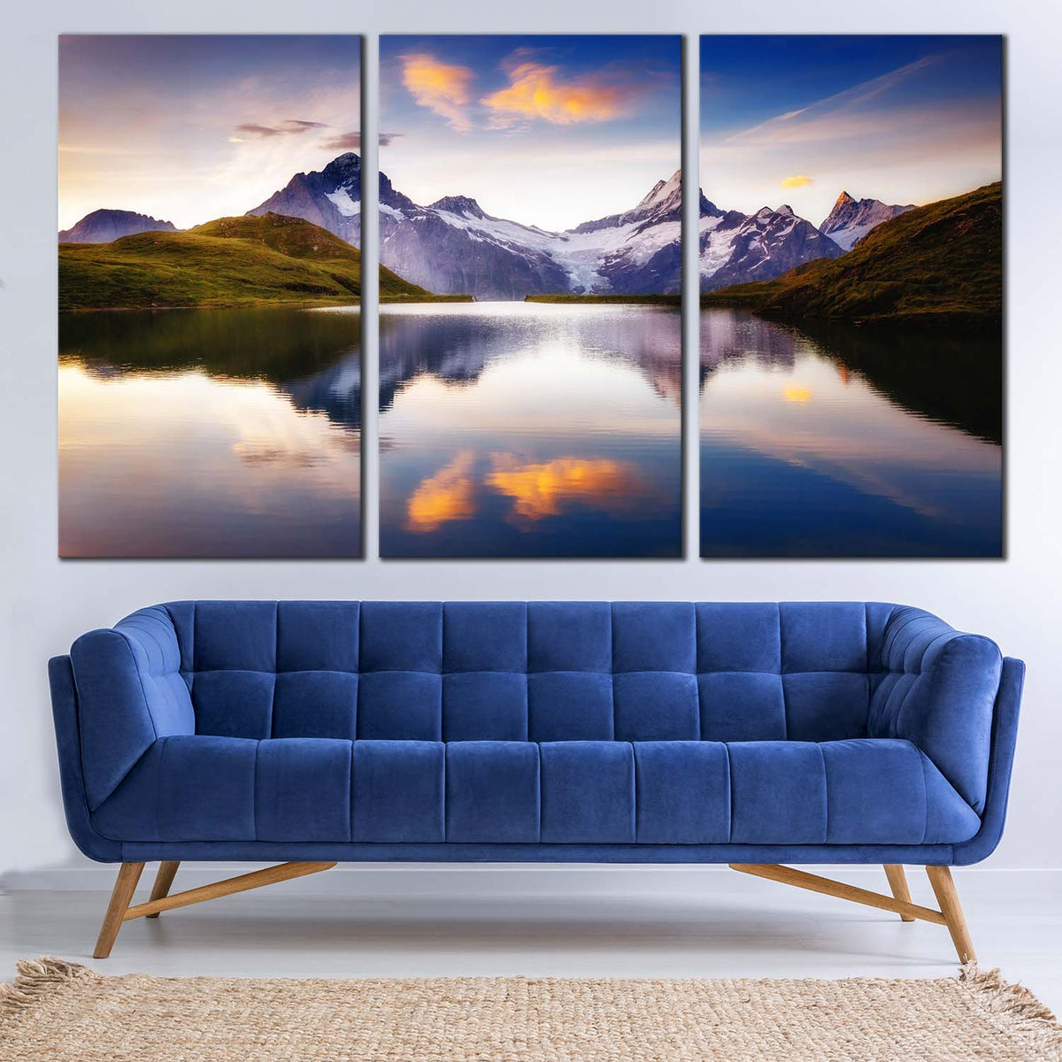Bachalpsee Lake Canvas Wall Art, White Sky Grindelwald Valley Canvas S ...