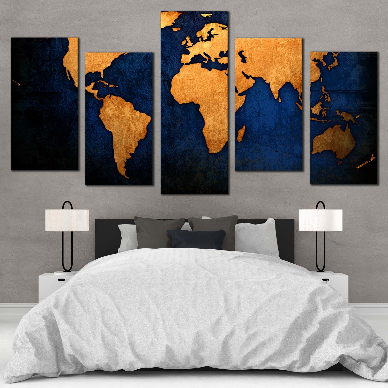 world map canvas wall art blue background world map 5