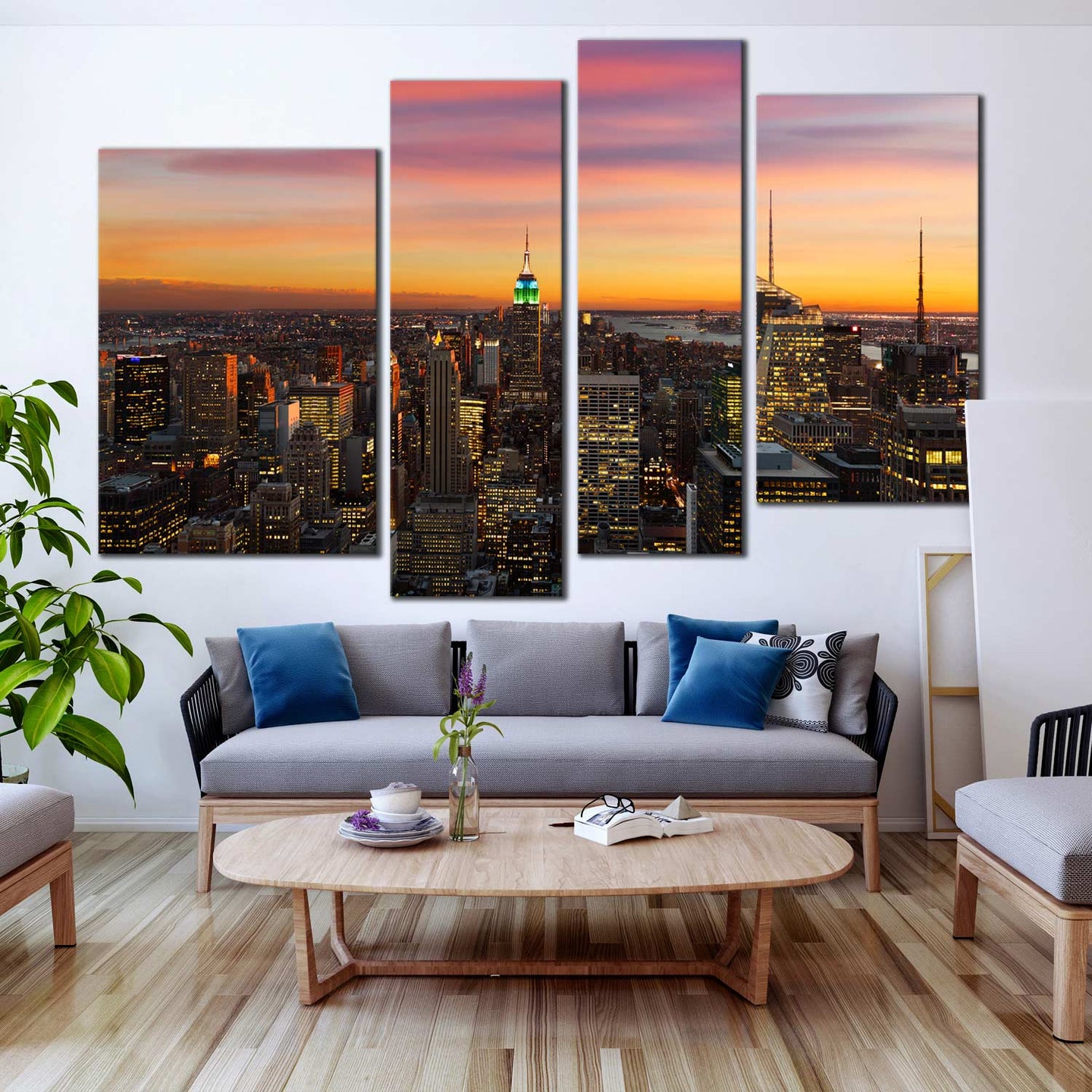 City Skyline Canvas Print, Grey New York City Multi Canvas, Beautiful ...