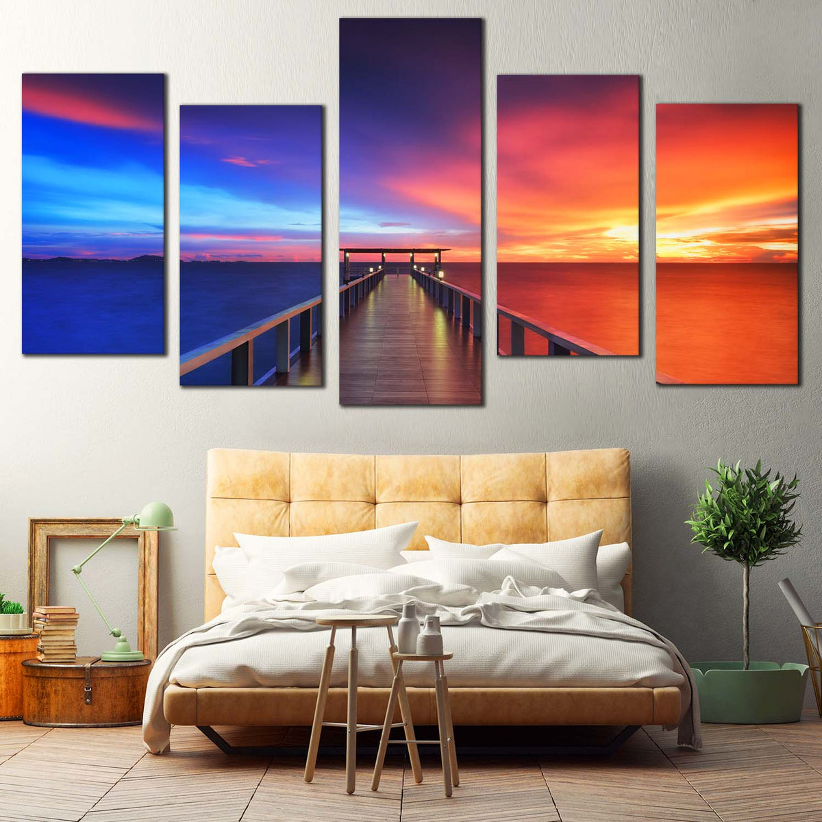 Dramatic Sky Canvas Print, Long Timber Pier Multi Canvas, Dramatic Blu ...