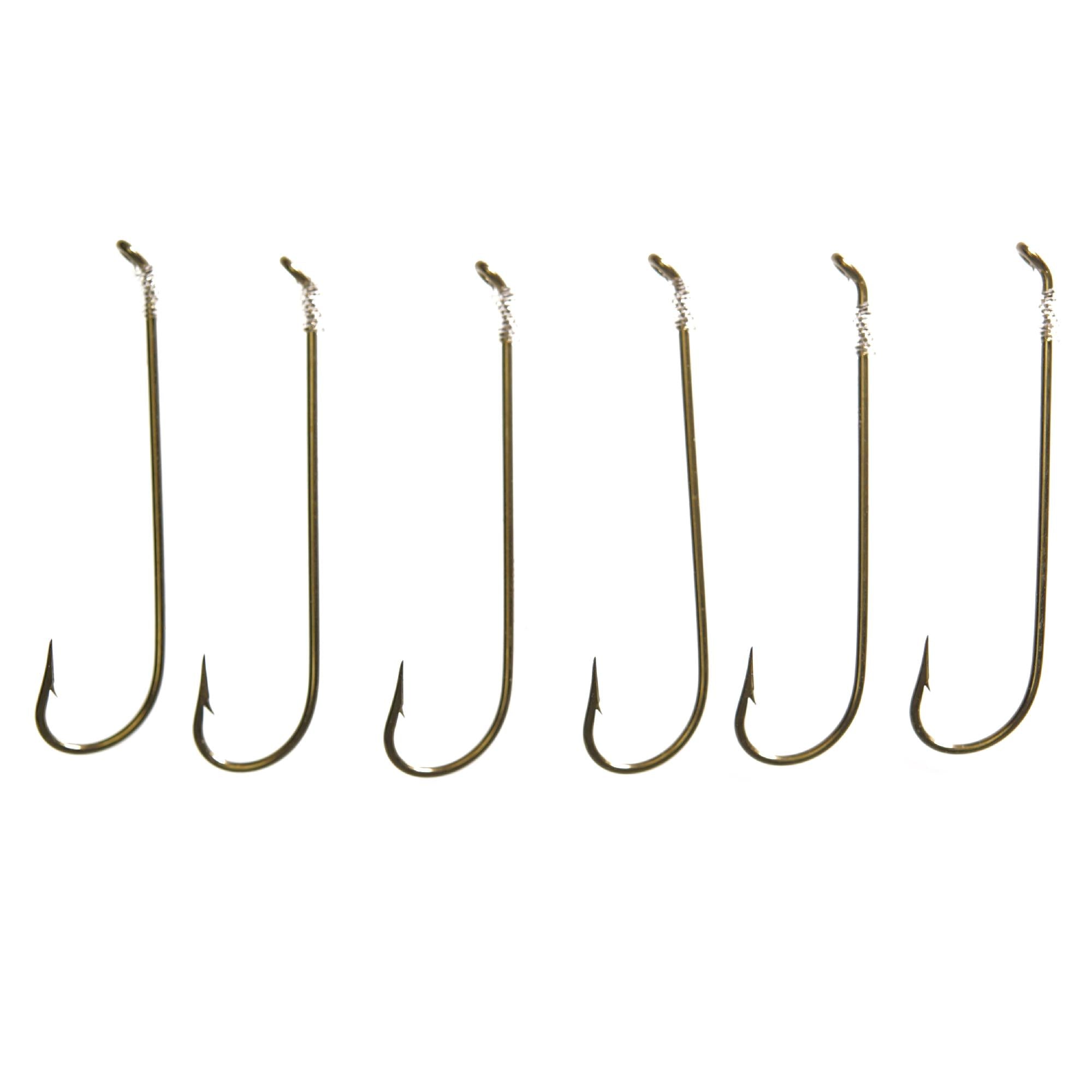 6 Snelled Gold Aberdeen Fishing Hooks Size 2 Fish Hook Long Shank Leader  for sale online