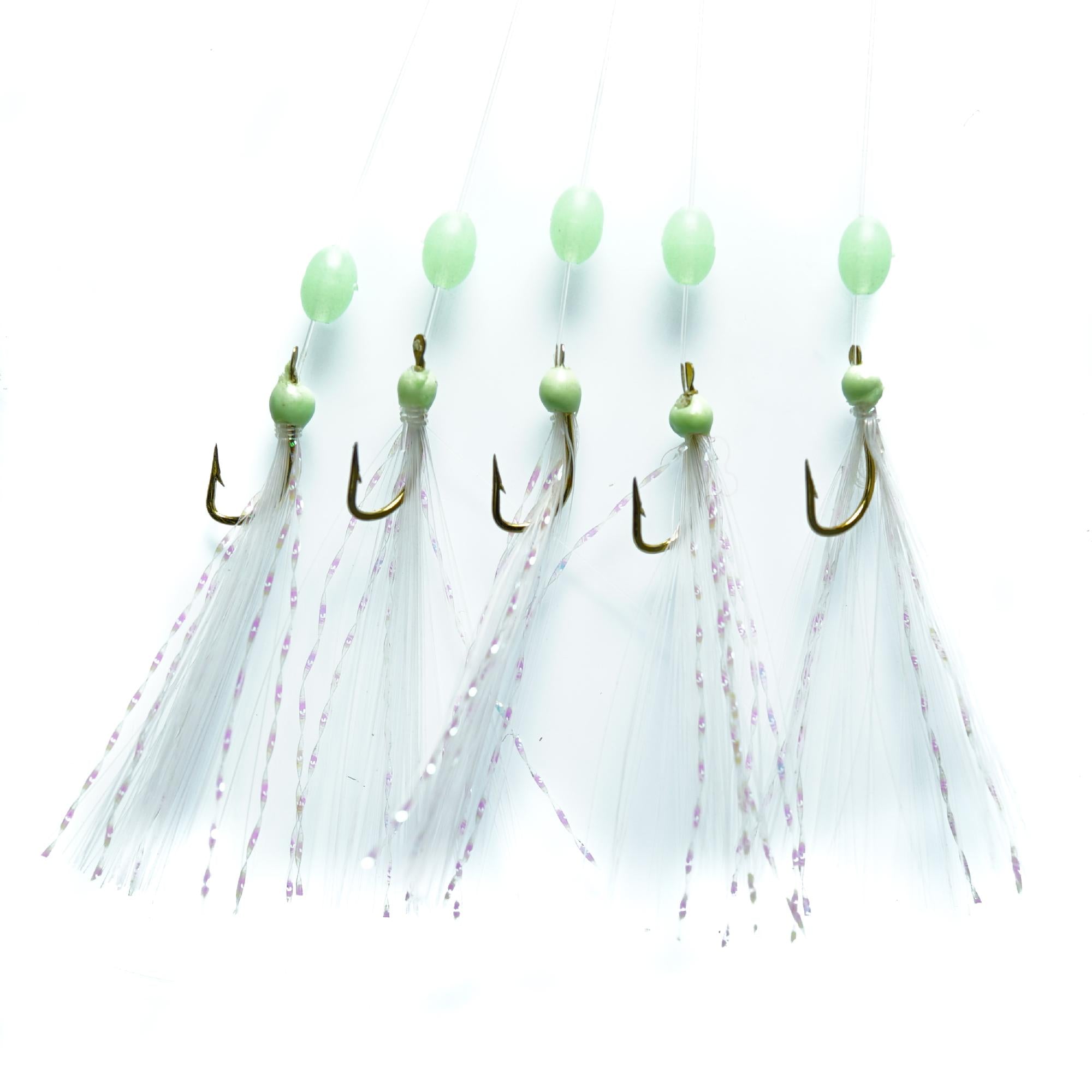 4- PACKS OF MUSTAD FLOUNDER RIGW/CORN BEADS SIZE 8 40 LB TEST NIP