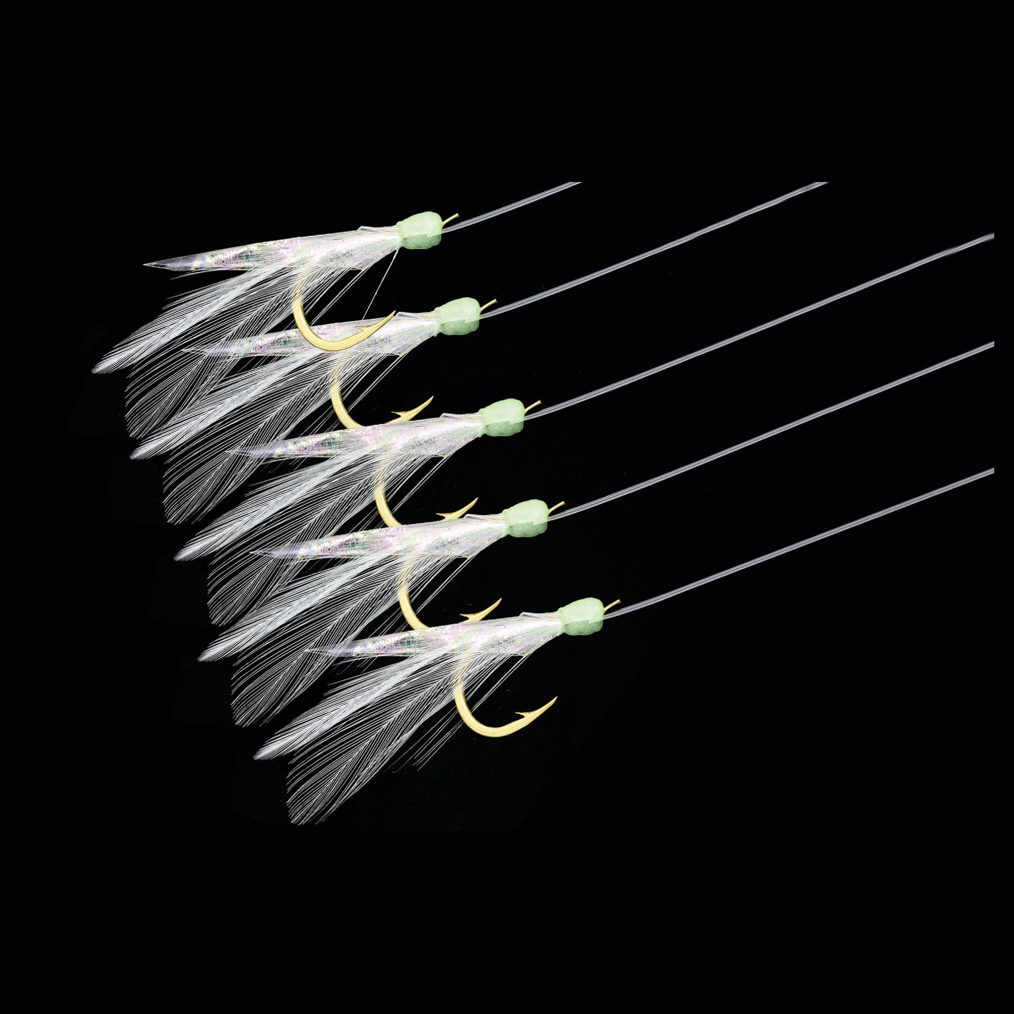 Hayabusa Sabiki D115E Bait Rigs - Feather & Yarn Mackerel Fish Skin - 6  Hooks - Size #15