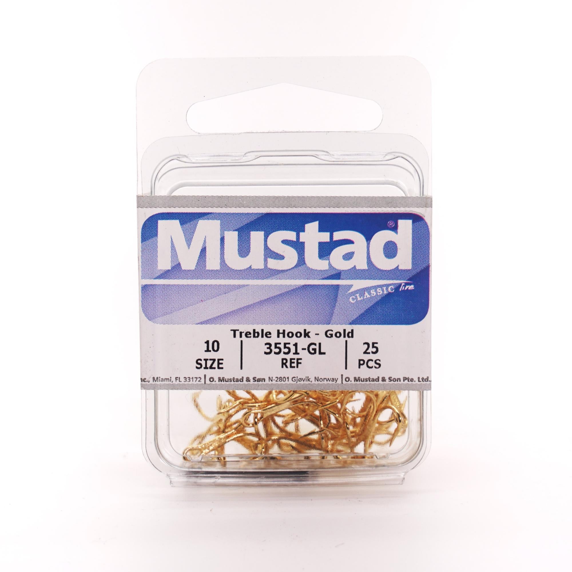 25 Pack Mustad 3551RB-010 Blood Red Size 10 Small Treble Hooks - Trout  Panfish