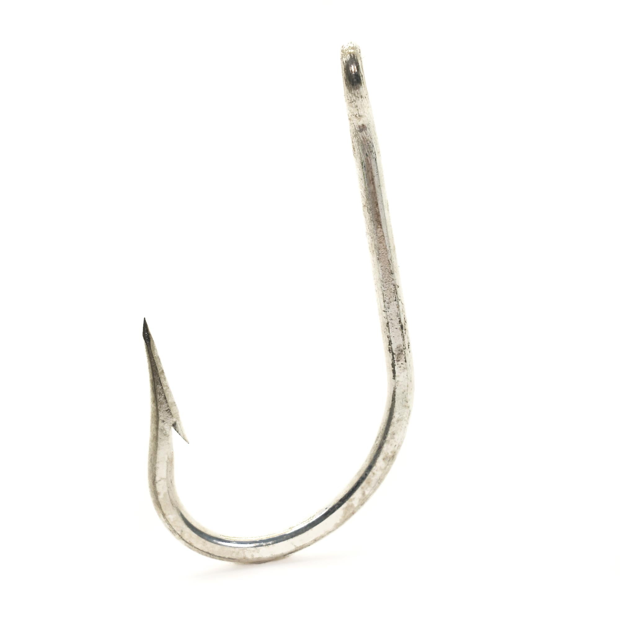 MUSTAD BIG GAME #3,8/0? ROUND BENT SEA HOOKS RINGED TINNED 3X LONG STRONG  2344 B