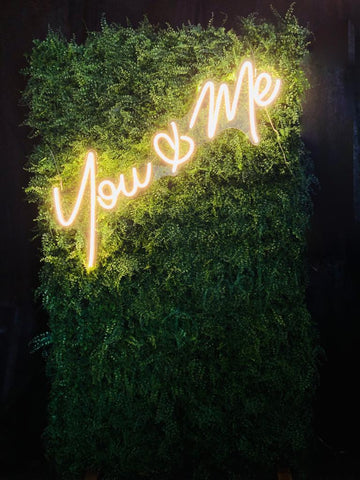 You & Me wedding neon for hire. Wedding prop hire by Rock The Day