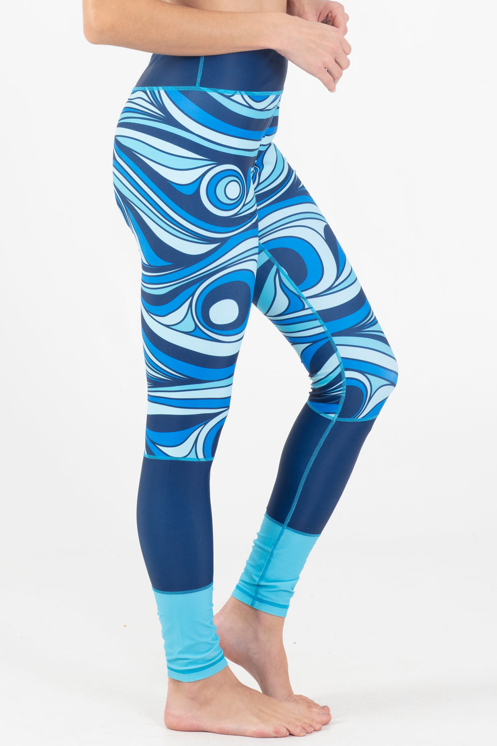 Multi Color Blue & Green Tropical Fern Long Yoga Pants / Leggings with –  Ori Active