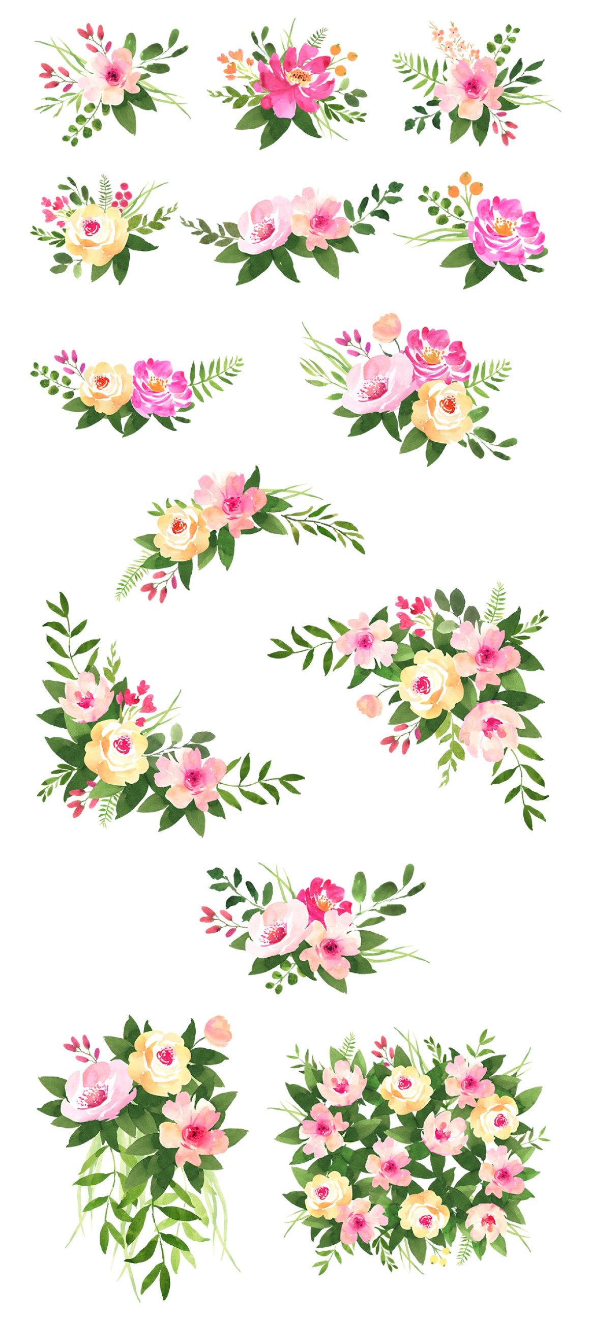 Rosaleen watercolor floral clipart by AnnelyBlooms