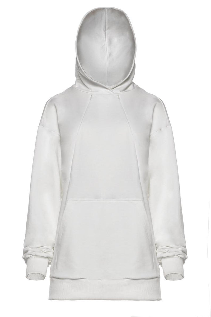 Breastfeeding cozy hoodie - White/Ecru | Flamingolandia