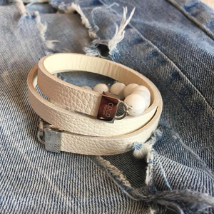 Natural leather bracelet -    &quot;CM secret. White magic&quot; Coco Maroco | Flamingolandia