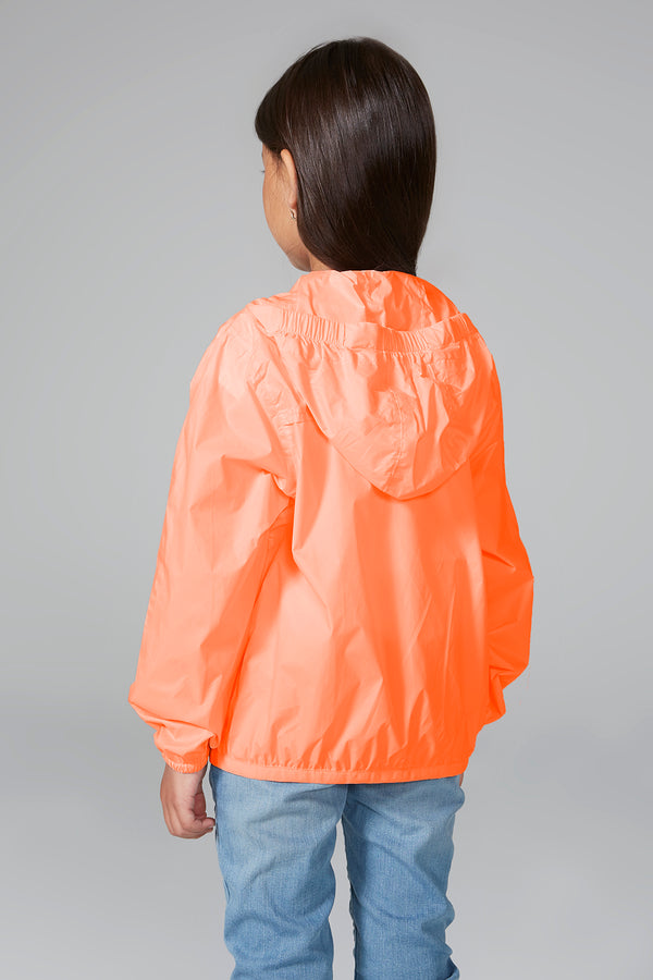 Sam - kids green fluo full zip packable rain jacket | Kids rain jackets ...