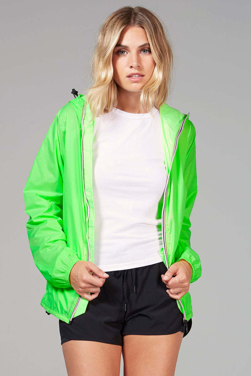 Max - green fluo full zip packable rain jacket | Coats & Jackets ...