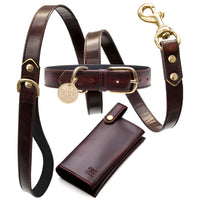Luxury designer dog collar sets - brown