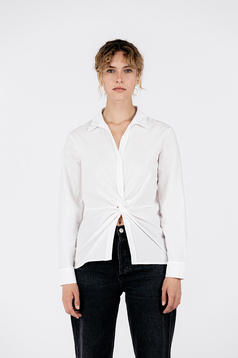 Poplin Long Sleeve Mid-Twist Shirt