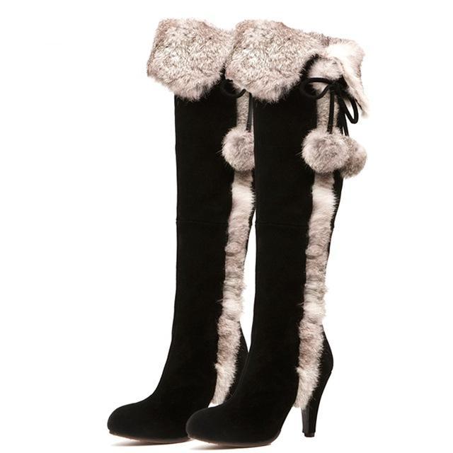 fur heel boots