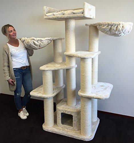 cat tree for large cats cat empire beige 72 inch high 143 pounds total  weight activity tree with scratching posts condo house big cats hammock  large
