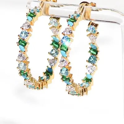 Vienna Mini 14k Vermeil Hoops in Green Opal