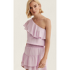 One Shoulder Ruffle Dress in Lavender