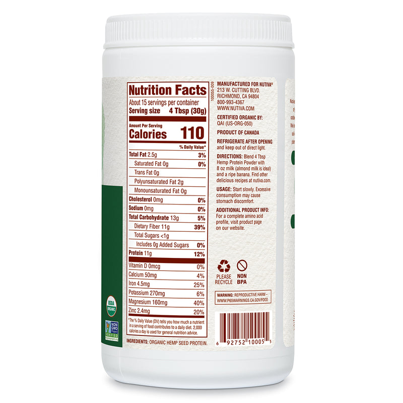 Organic Hemp Protein Powder ingredients list, is nutiva any good?