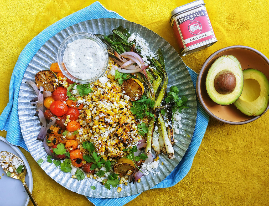 Grilled Elote Salad With Creamy Carne Asada Dressing Spicewalla