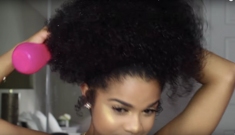 Simple High Puff Hairstyle with Afro puff drawstring extension//  @Caromathini - YouTube