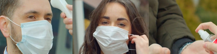 Going Viral 2 banner; people with mask and hand sanitizer
