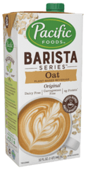 Pacific Barista Series Oat Milk Sale.  Also available on soy, almond, soy, hemp rice, coconut, vanilla, and non dairy creamer.