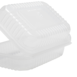 9''x6'' Clear Hinged Take Out Box- Clear Half Clamshell Container - Karat PP Plastic - 250 count-Restaurant Supply Drop